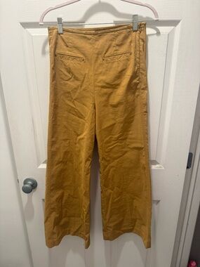 Anthropologie Maeve Colette Wide Leg Cropped Pants Camel Tan Cotton Size 14P